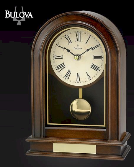 *BRAND NEW* Bulova Decorative Screened Glass Finish Metal Pendulum Clock B7467 